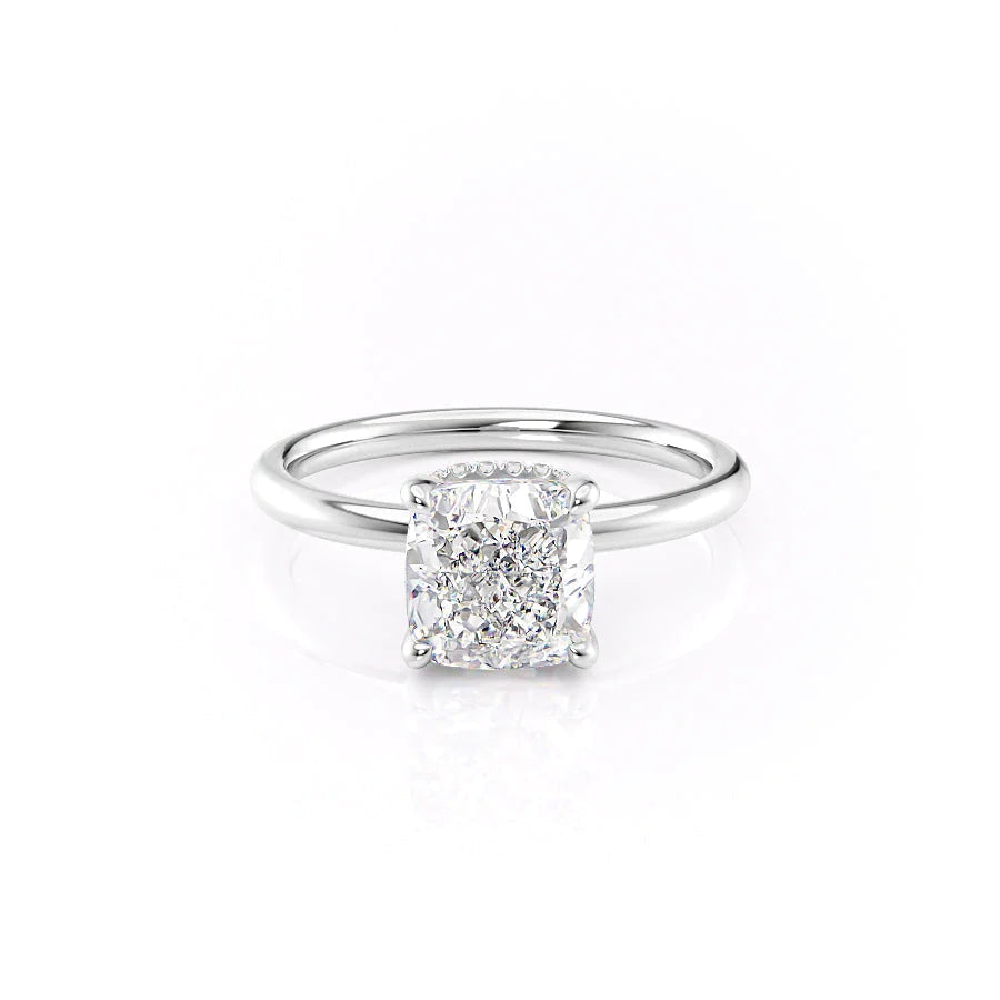 The April Set With Cushion Solitaire Lab Diamond 1 Carat 14K White#material_14k-white