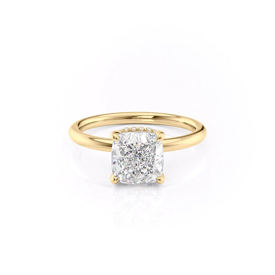 The April Set With Cushion Solitaire Lab Diamond 1 Carat 18K Gold#material_18k-gold