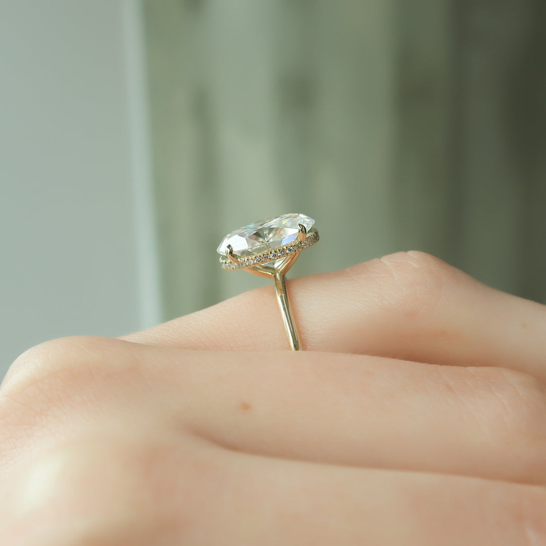 The April Set With Oval Solitaire Lab Diamond 2 Carat 14K Gold#material_14k-gold