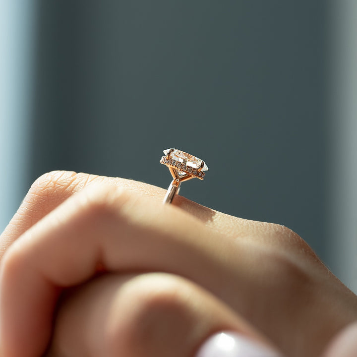 The April Set With Oval Solitaire Lab Diamond 2.5 Carat 14K Rose#material_14k-rose