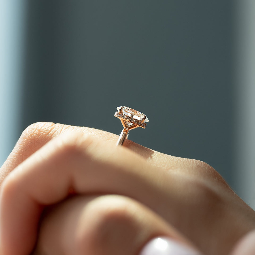 The April Set With Oval Solitaire Moissanite#material_14k-rose