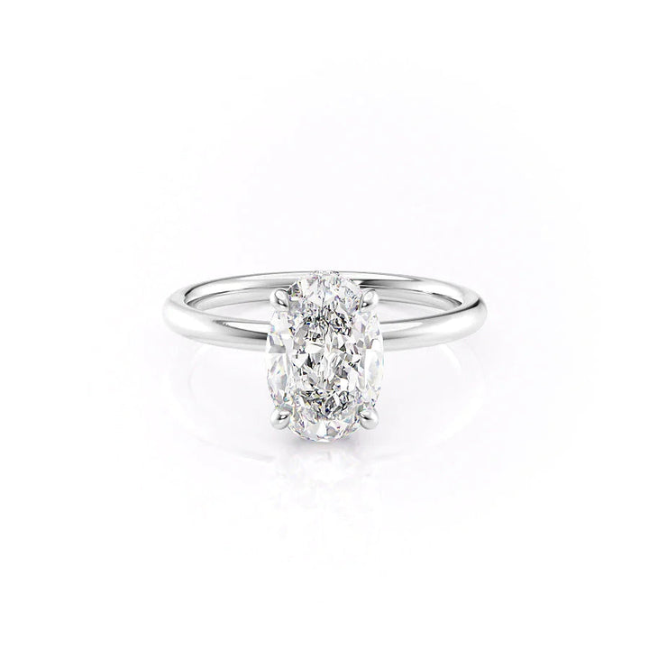 The April Set With Oval Solitaire Lab Diamond 1 Carat 14K White#material_14k-white