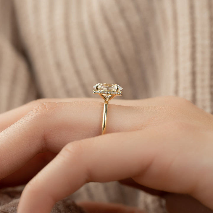 The April Oval Lab Diamond Moissanite Engagement Ring *Shown with 2 ct #material_gold