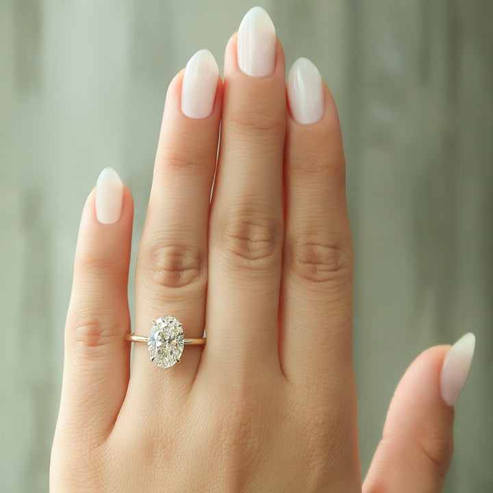 The April Oval Lab Diamond Moissanite Engagement Ring *Shown with 3 ct #material_gold