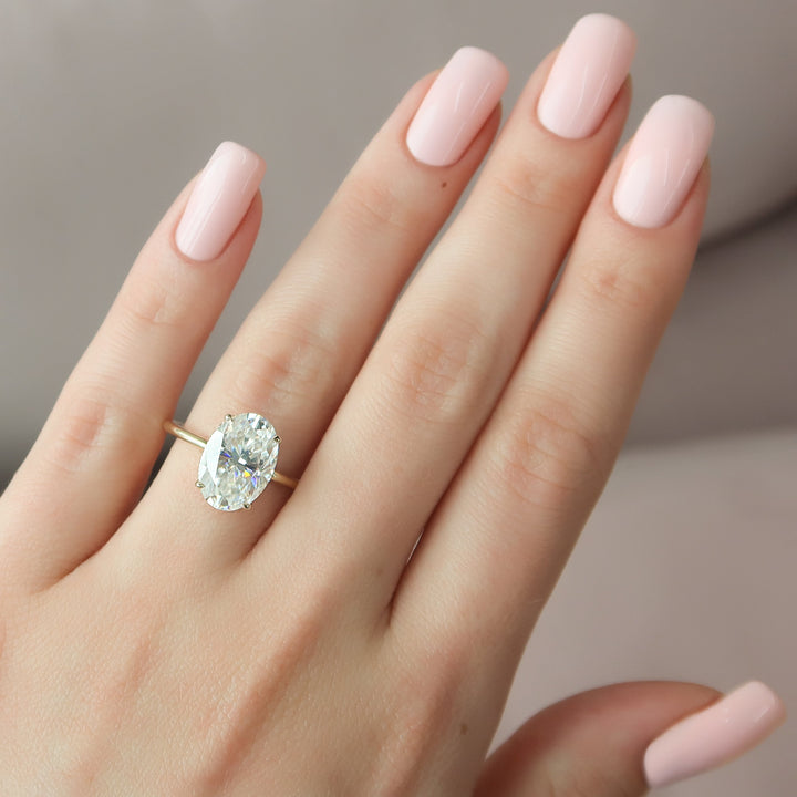 The April Oval Lab Diamond Moissanite Engagement Ring *Shown with 5 ct #material_gold
