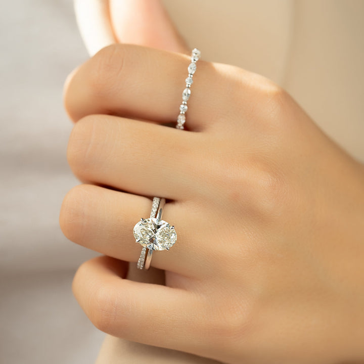 The April Oval Lab Diamond Moissanite Engagement Ring *Shown with 3 ct #material_white