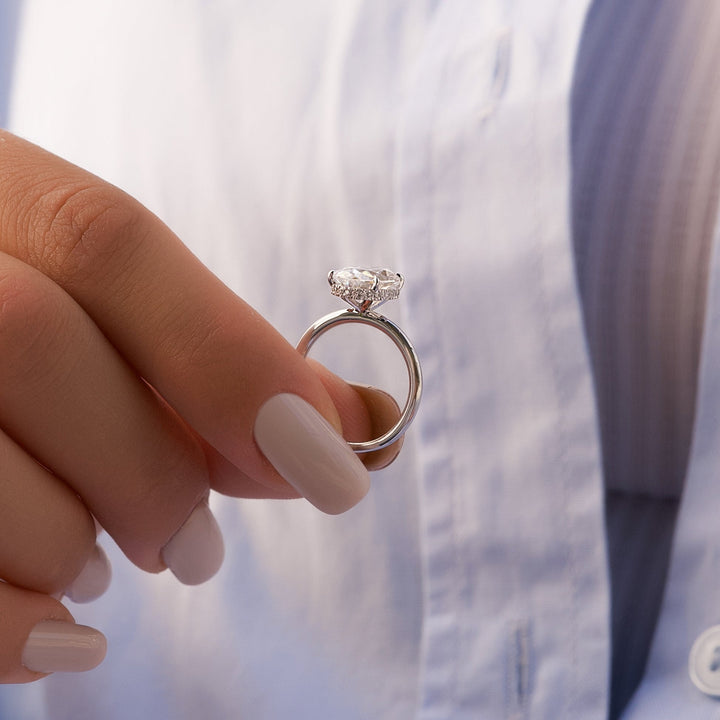 The April Oval Lab Diamond Moissanite Engagement Ring *Shown with 3 ct #material_white