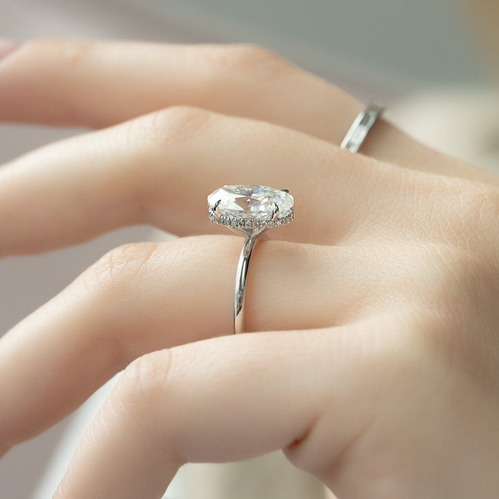 The April Oval Lab Diamond Moissanite Engagement Ring *Shown with 3.5 ct #material_white