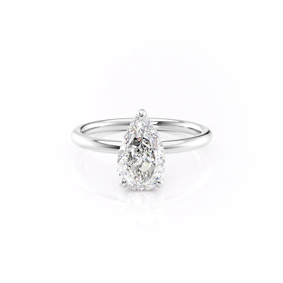 The April Set With Pear Solitaire Lab Diamond 1 Carat 14K White#material_14k-white