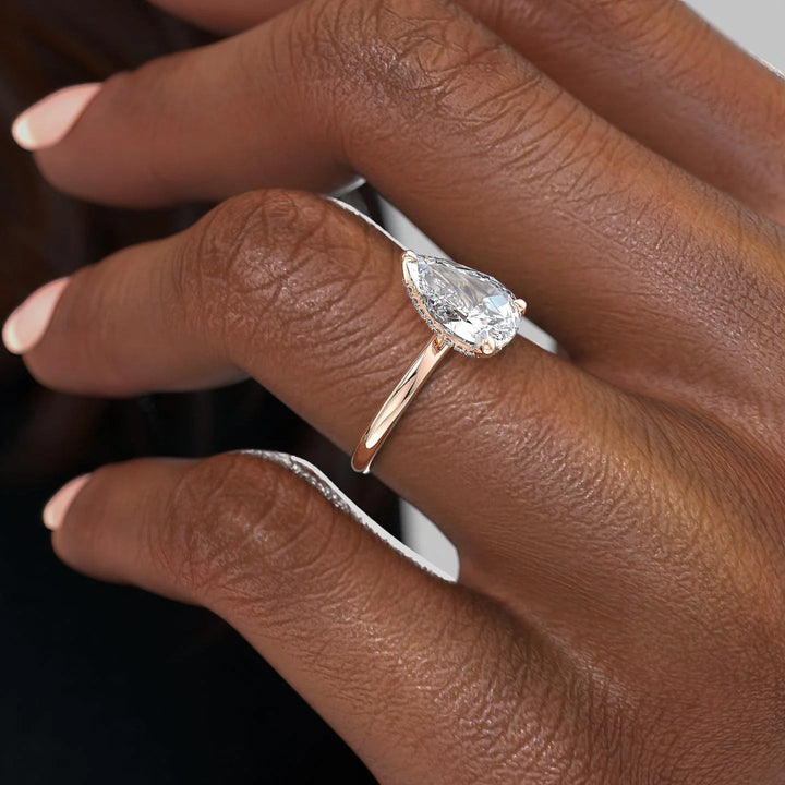 The April Pear Lab Diamond Moissanite Engagement Ring *Shown with 2 ct #material_rose