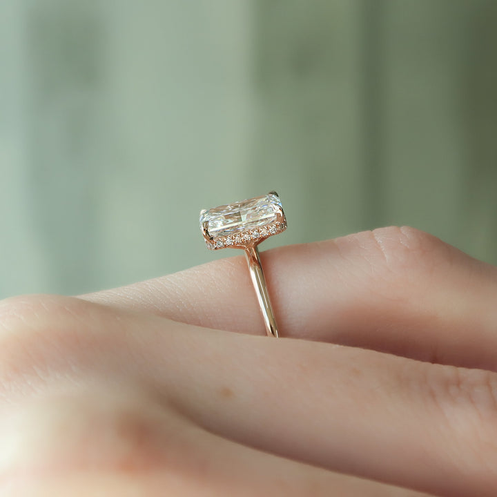 The April Set With Radiant Solitaire Lab Diamond 2.5 Carat 14K Rose#material_14k-rose