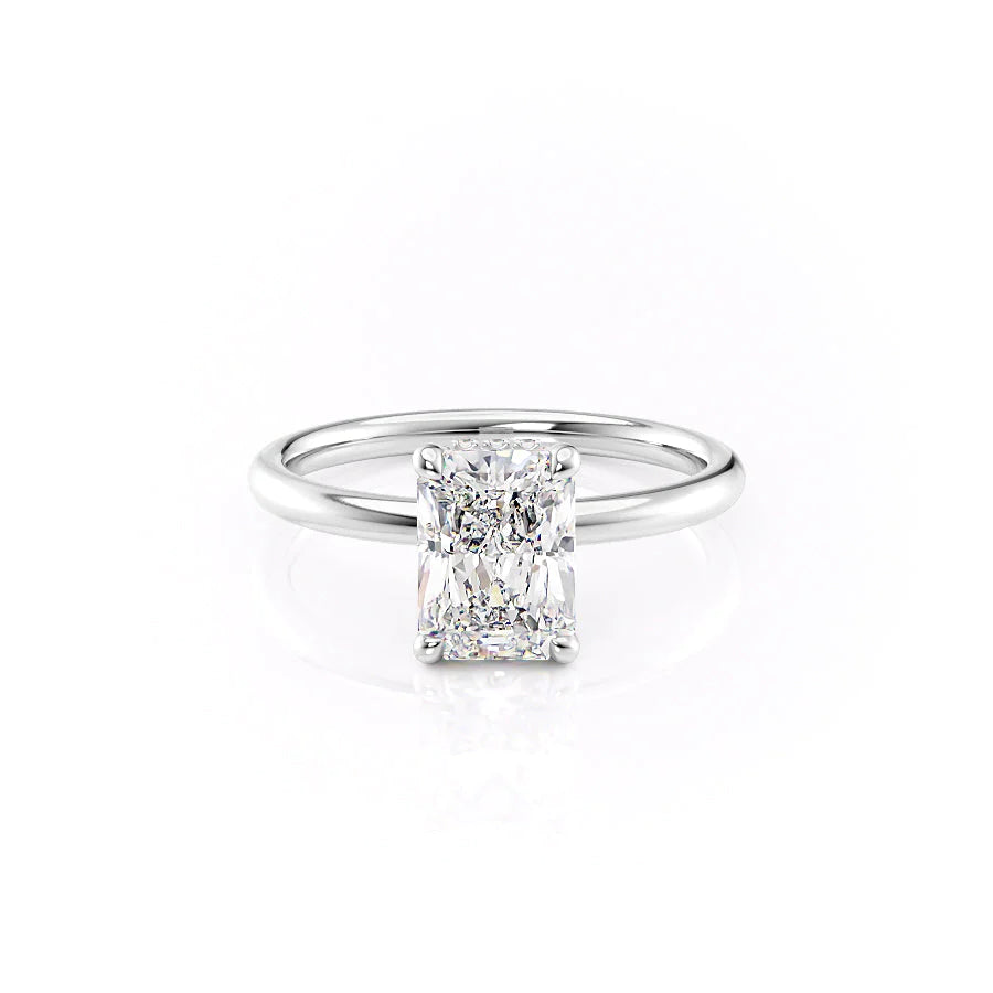 The April Set With Radiant Solitaire Lab Diamond 1 Carat 14K White#material_14k-white