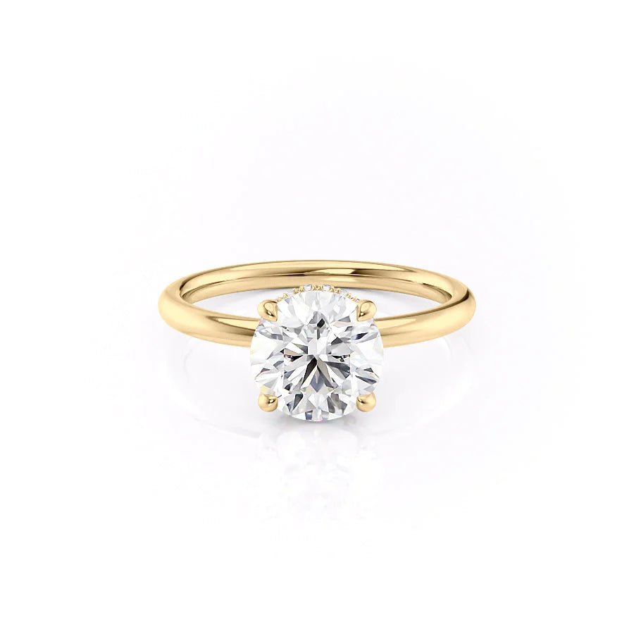 The April Set With Round Solitaire Lab Diamond 1 Carat 14K Gold#material_14k-gold