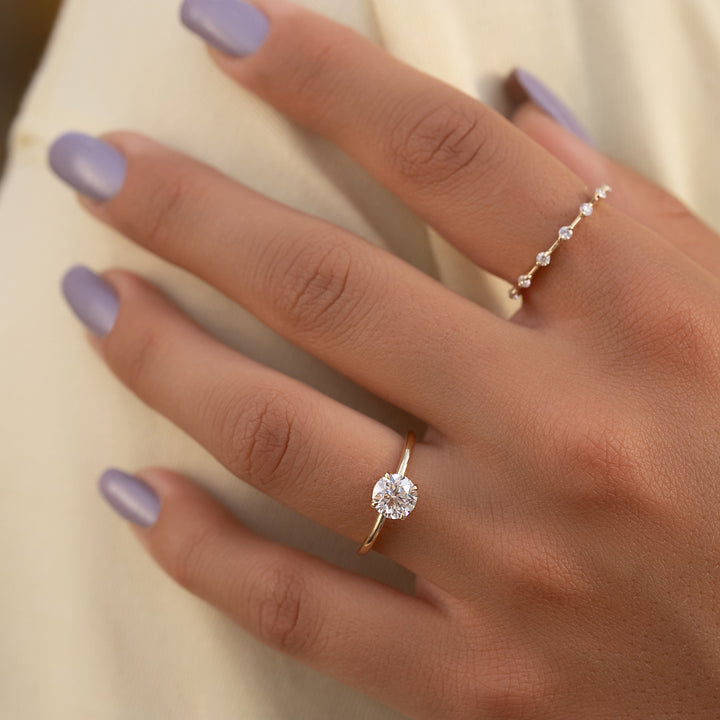 The April Set With Round Solitaire Moissanite#material_14k-gold