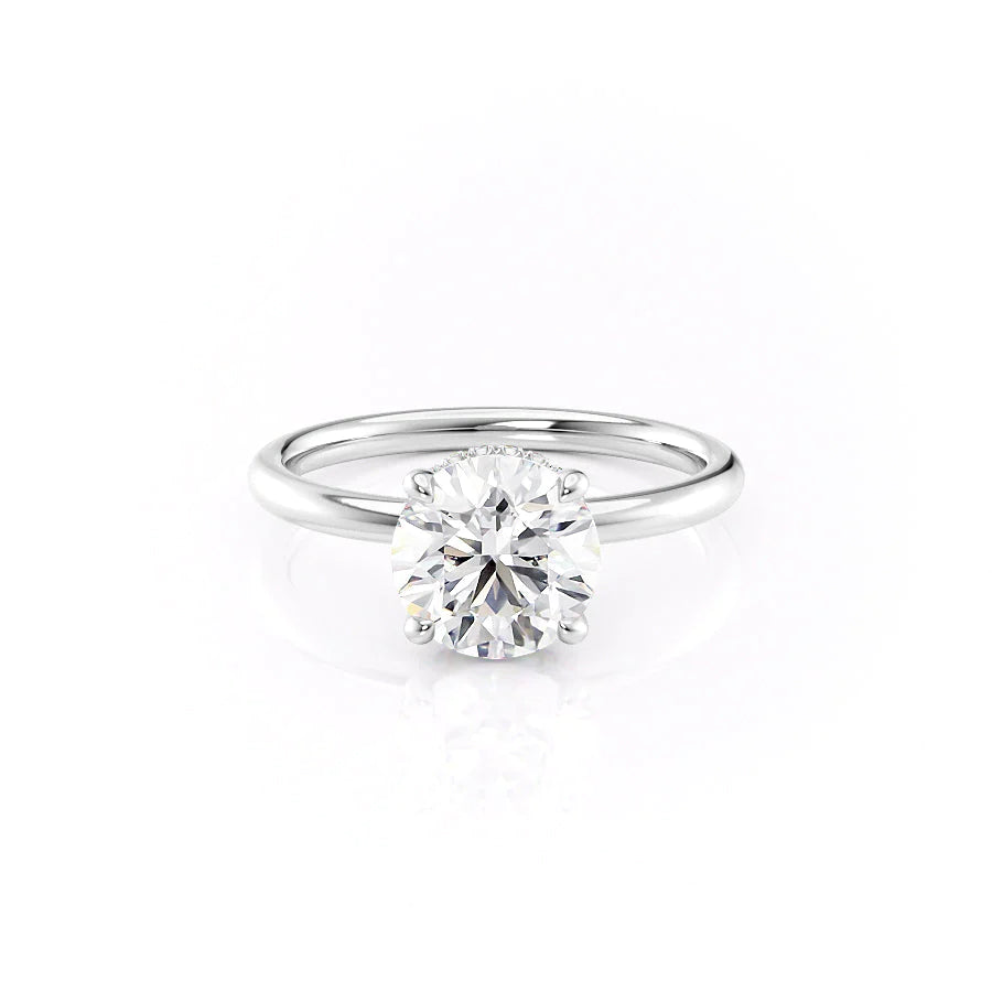 The April Set With Round Solitaire Lab Diamond 1 Carat 14K White#material_14k-white