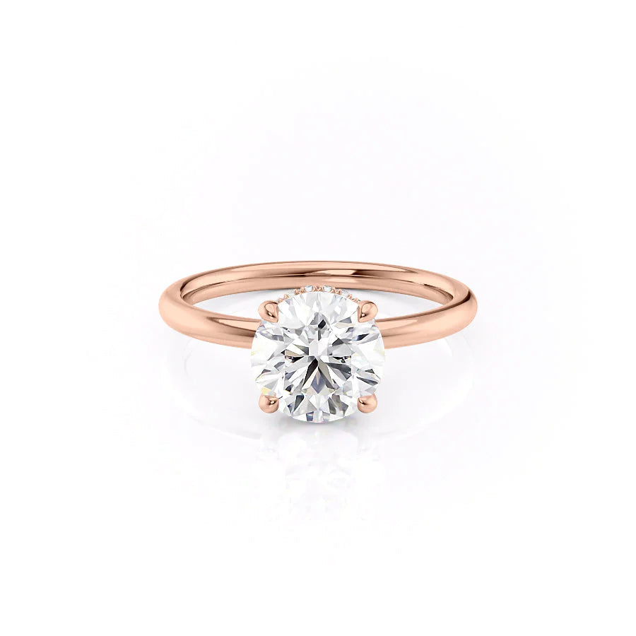 The April Set With Round Solitaire Lab Diamond 1 Carat 18K Rose#material_18k-rose