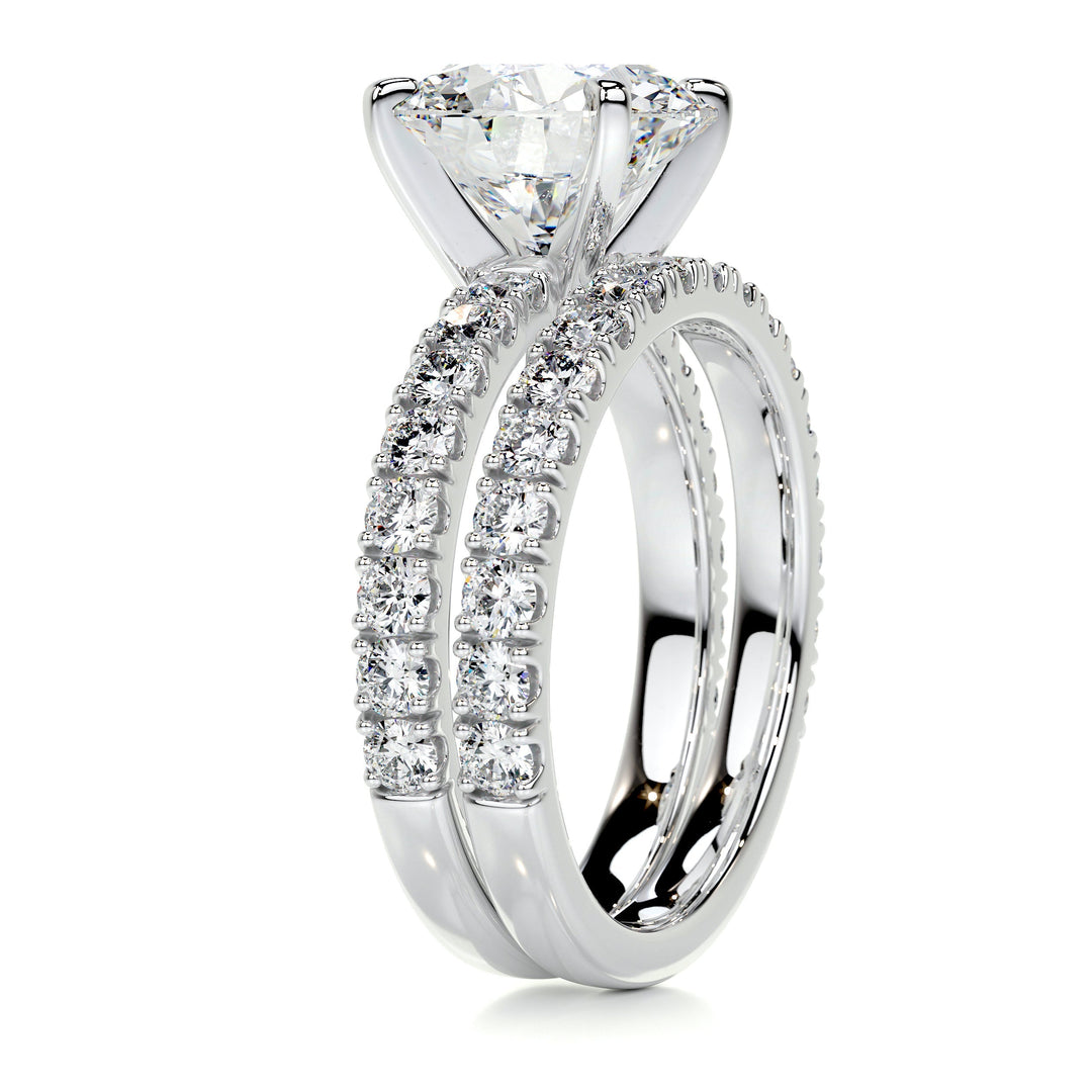 The Ariel Moissanite & Diamonds Bridal Set Moissanite 18K White 2 Carat Round#material_18k-white