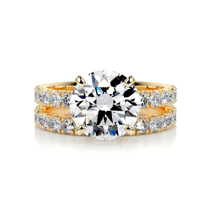 The Ariel Moissanite & Diamonds Bridal Set Moissanite 18K Gold 1 Carat Round#material_18k-gold