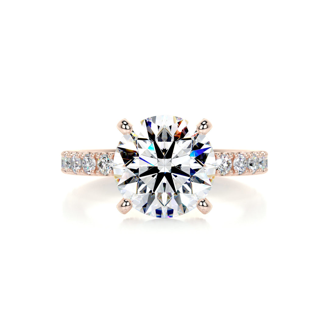 The Ariel Moissanite & Diamonds Ring Moissanite 14K Rose 1 Carat Round#material_14k-rose