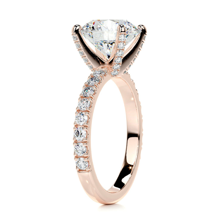 The Ariel Moissanite & Diamonds Ring Moissanite 14K Rose 2 Carat Round#material_14k-rose