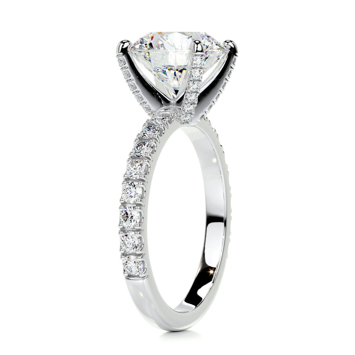 The Ariel Moissanite & Diamonds Ring Moissanite 18K White 2 Carat Round#material_18k-white