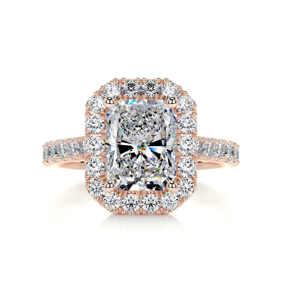 The Aspen Moissanite & Diamonds Ring Moissanite 14K Rose 1 Carat Round#material_14k-rose