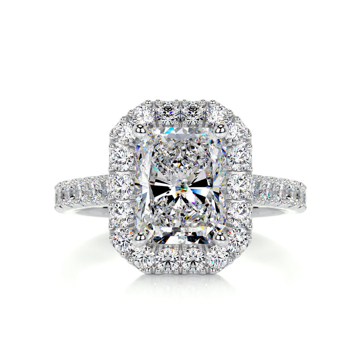 The Aspen Moissanite & Diamonds Ring Moissanite 14K White 1 Carat Round#material_14k-white