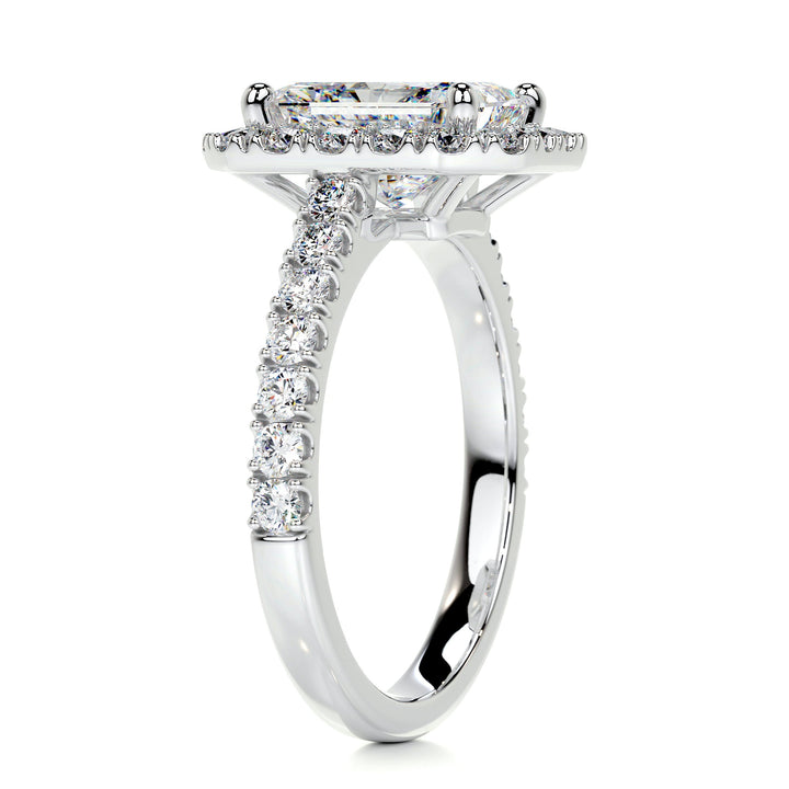 The Aspen Moissanite & Diamonds Ring Moissanite 14K White 2.7 Carat Round#material_14k-white