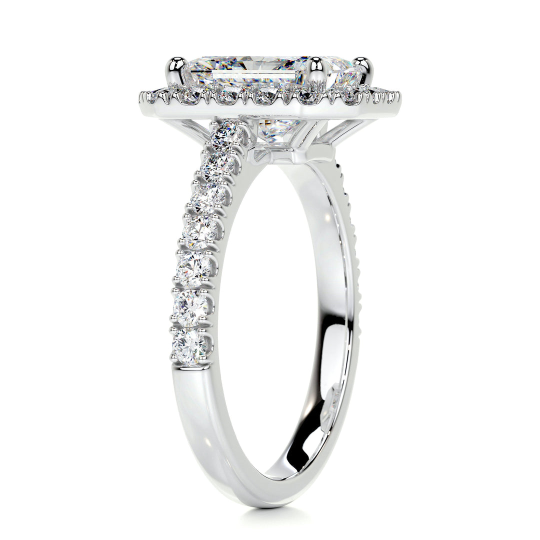 The Aspen Moissanite & Diamonds Ring Moissanite 18K White 2.7 Carat Round#material_18k-white