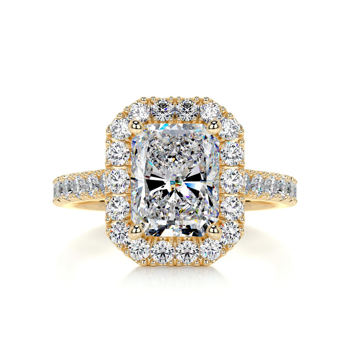 The Aspen Moissanite & Diamonds Ring Moissanite 18K Gold 1 Carat Round#material_18k-gold