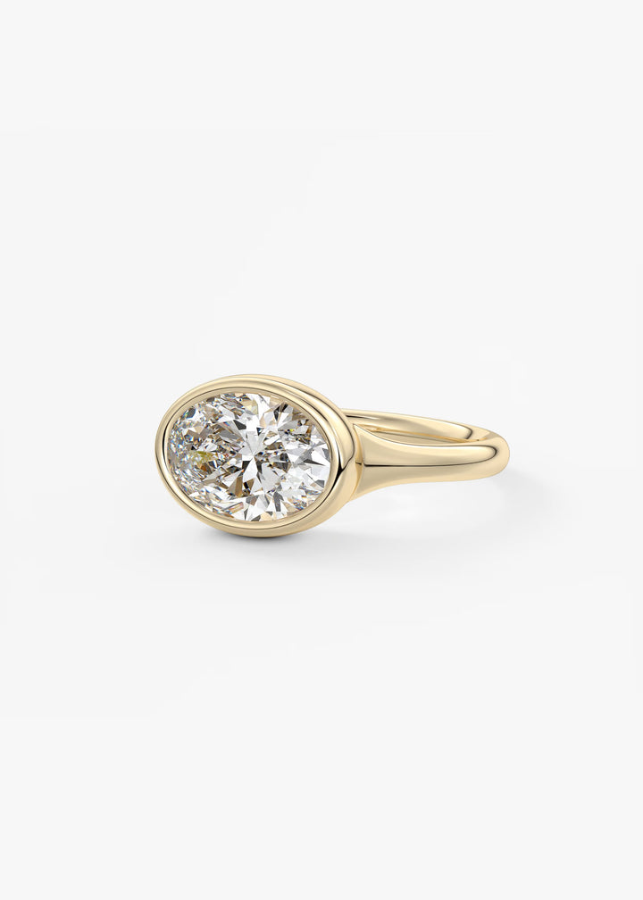 The Aurelia Horizon Chunky Bezel Set East West Emerald Engagement Ring#material_gold