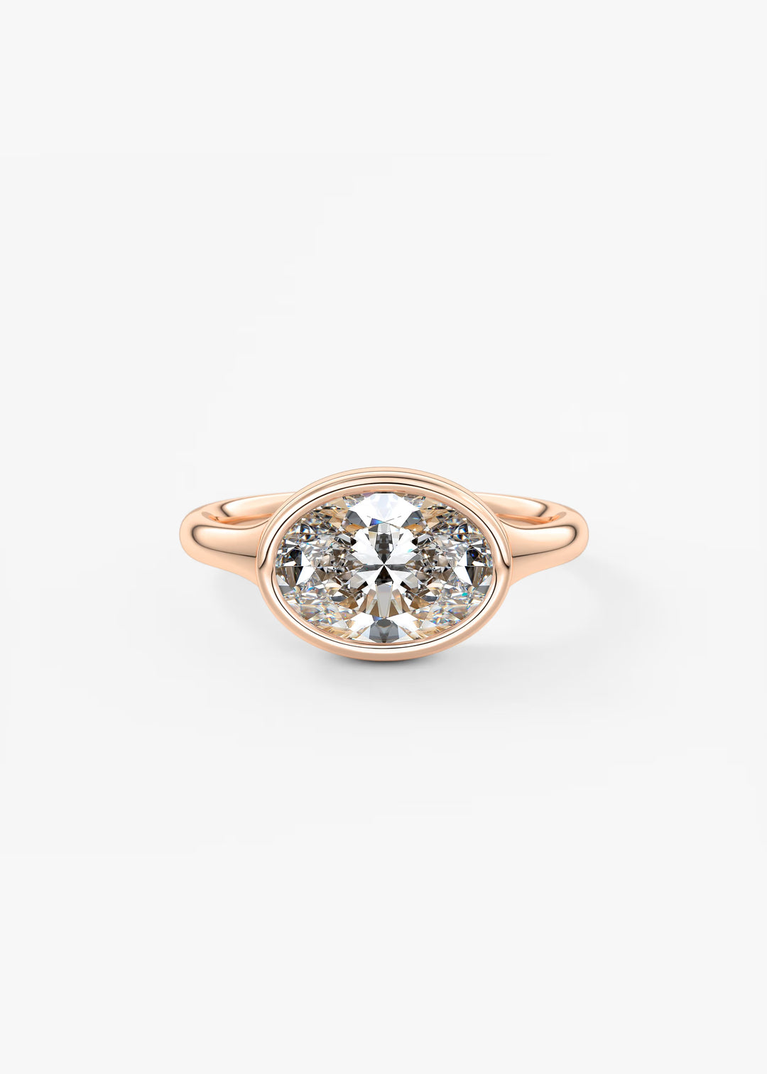 The Aurelia Horizon Chunky Bezel Set East West Oval Engagement Ring#material_rose