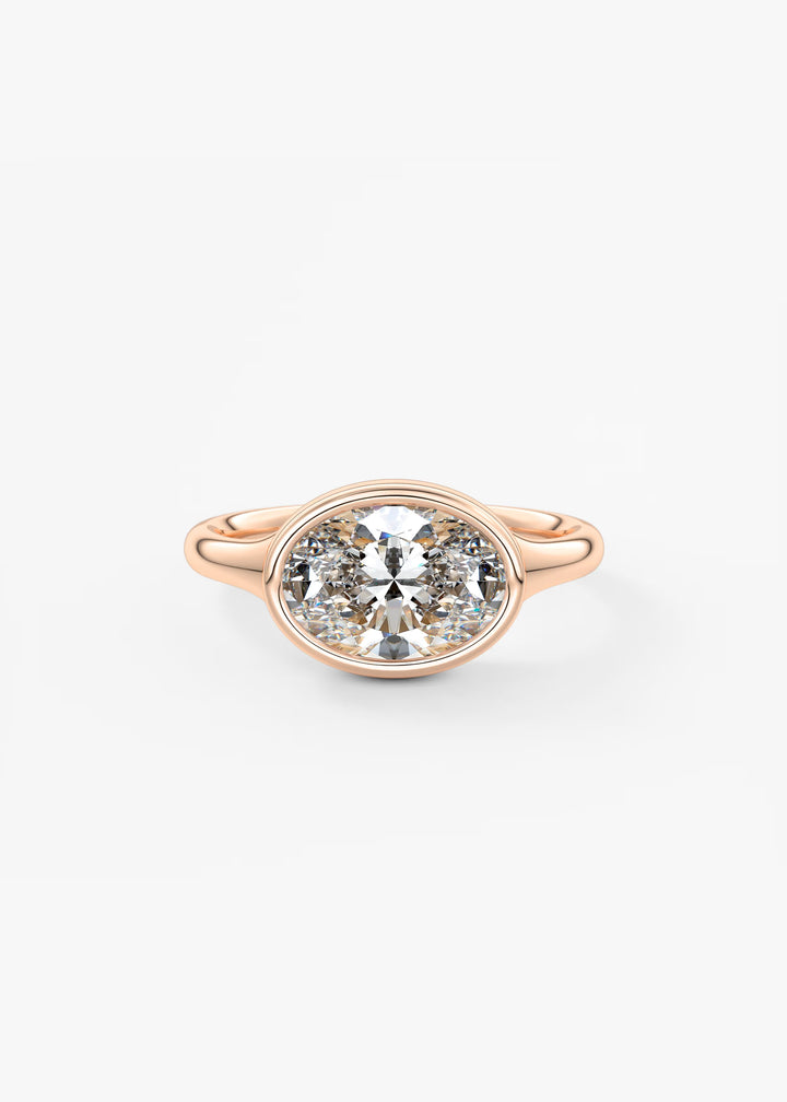 The Aurelia Horizon Chunky Bezel Set East West Oval Engagement Ring#material_rose