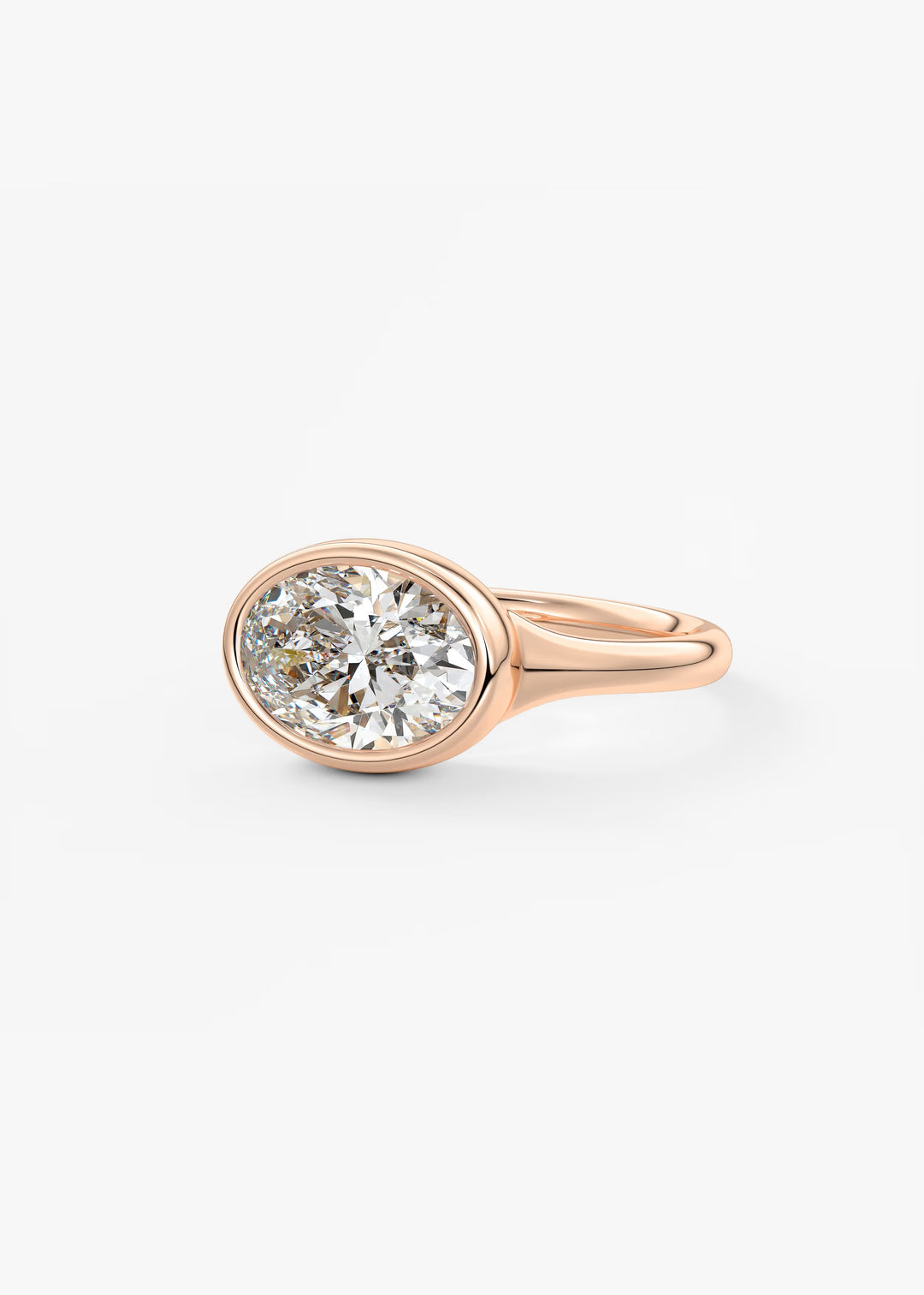 The Aurelia Horizon Chunky Bezel Set East West Emerald Engagement Ring#material_rose