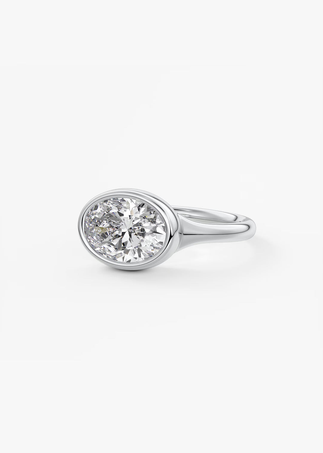 The Aurelia Horizon Chunky Bezel Set East West Oval Engagement Ring#material_white
