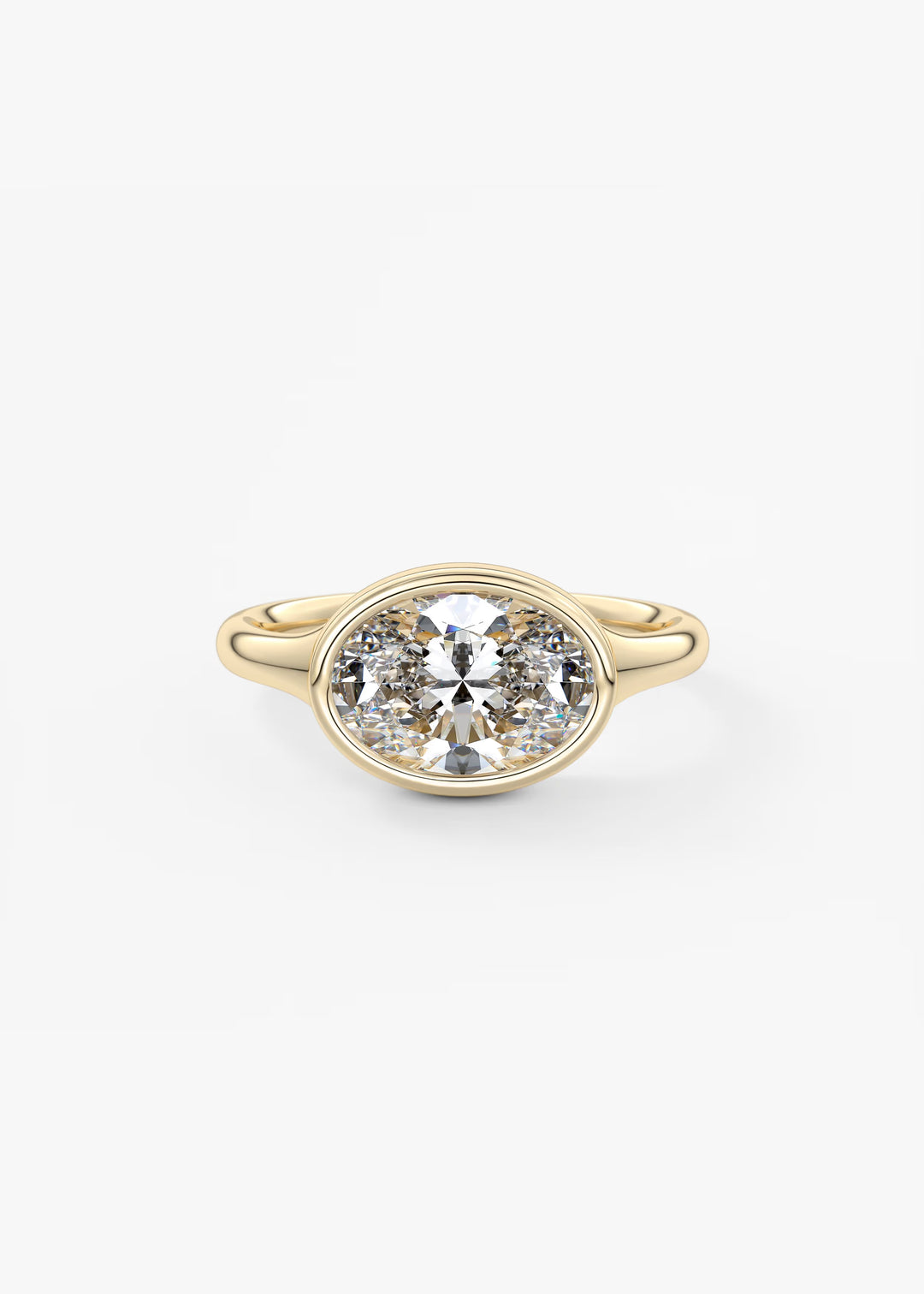 The Aurelia Horizon Chunky Bezel Set East West Oval Engagement Ring#material_gold
