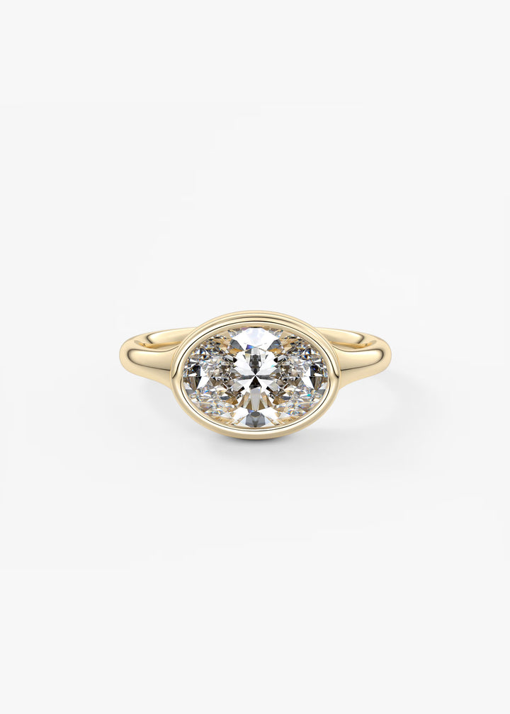 The Aurelia Horizon Chunky Bezel Set East West Oval Engagement Ring#material_gold