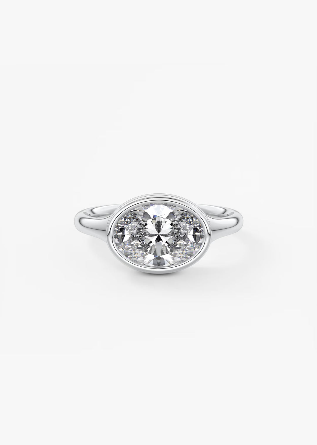 The Aurelia Horizon Chunky Bezel Set East West Oval Engagement Ring#material_white