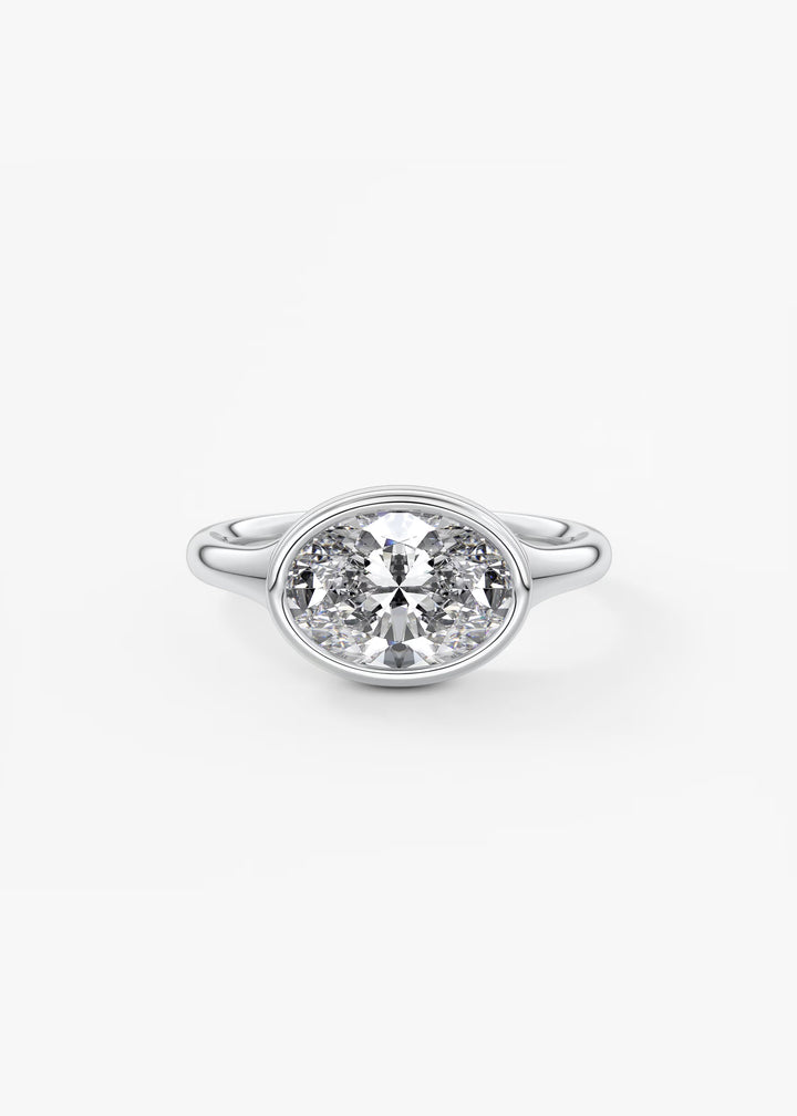 The Aurelia Horizon Chunky Bezel Set East West Oval Engagement Ring#material_white