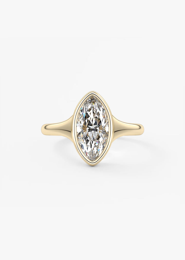 The Aurelia Chunky Bezel Set Marquise Engagement Ring#material_gold