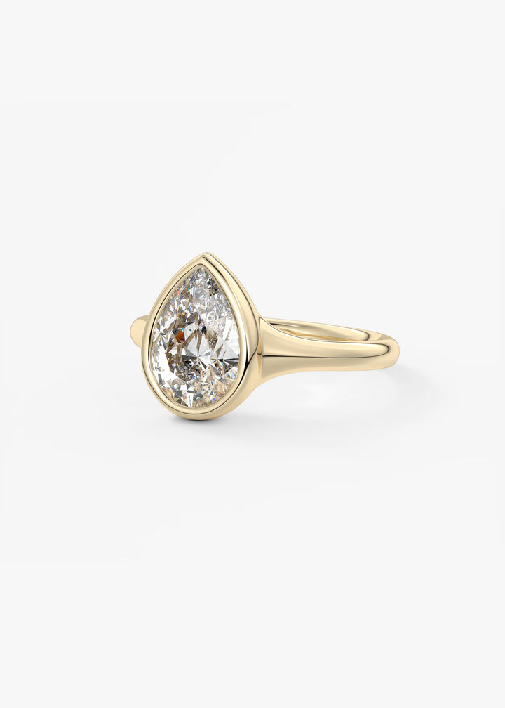 The Aurelia Chunky Bezel Set Pear Engagement Ring#material_gold