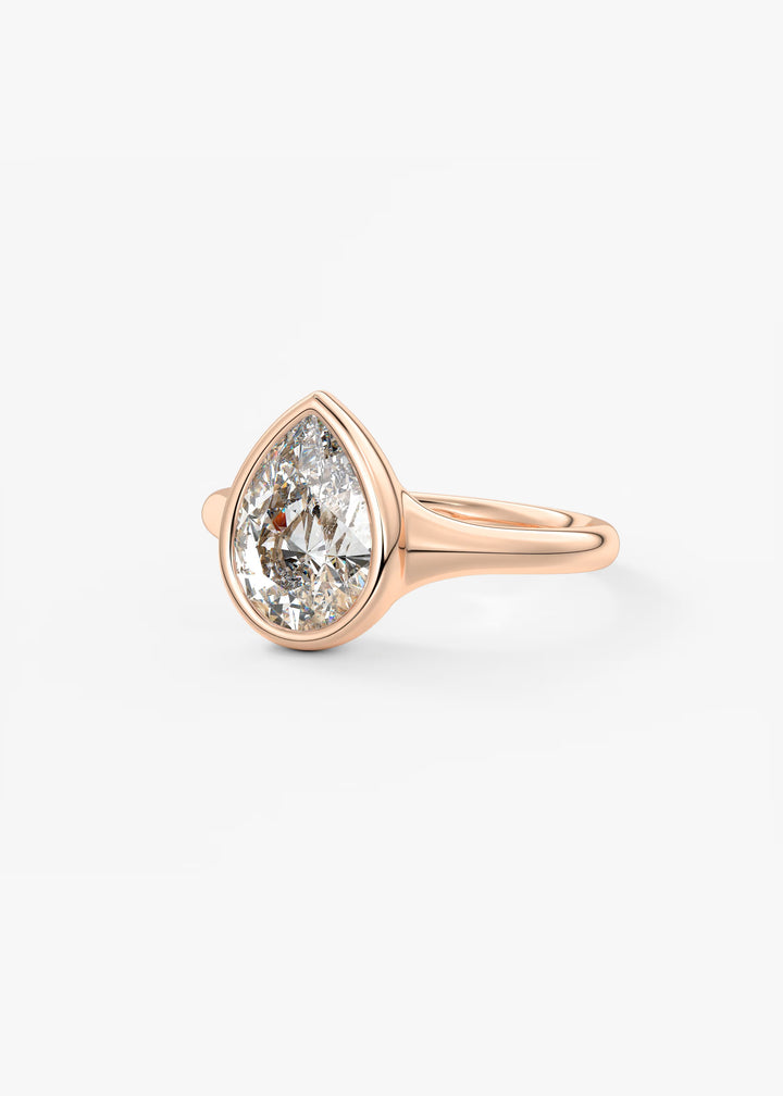 The Aurelia Chunky Bezel Set Pear Engagement Ring#material_rose