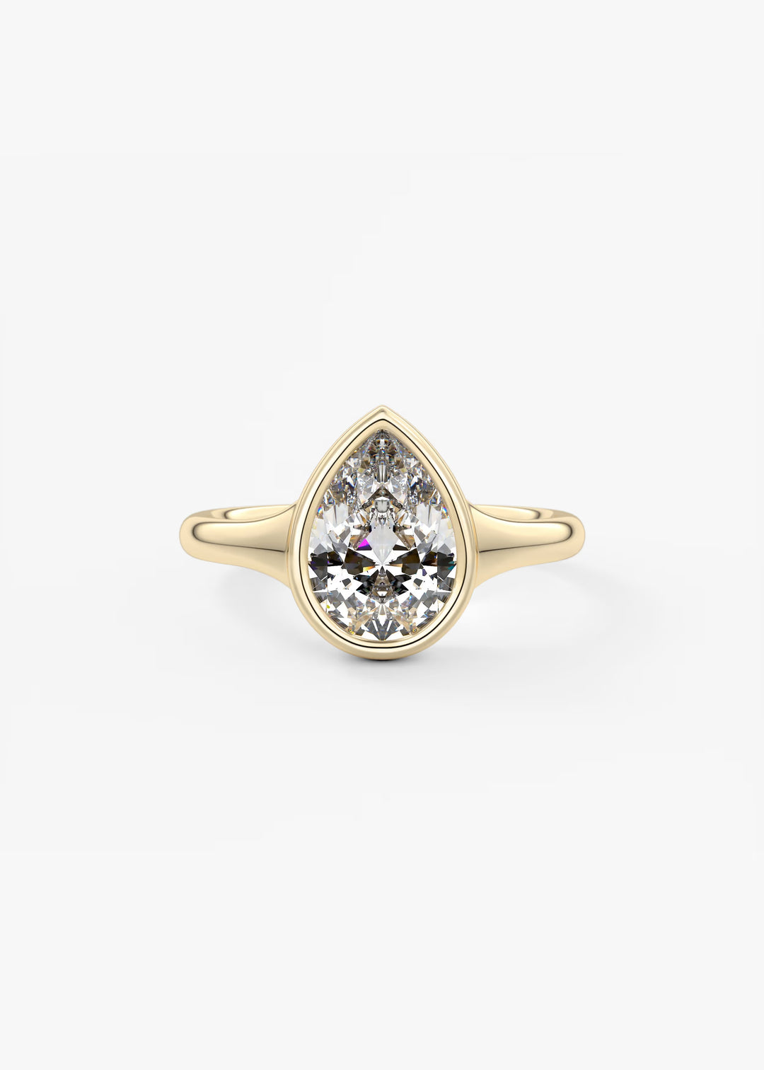 The Aurelia Chunky Bezel Set Pear Engagement Ring#material_gold