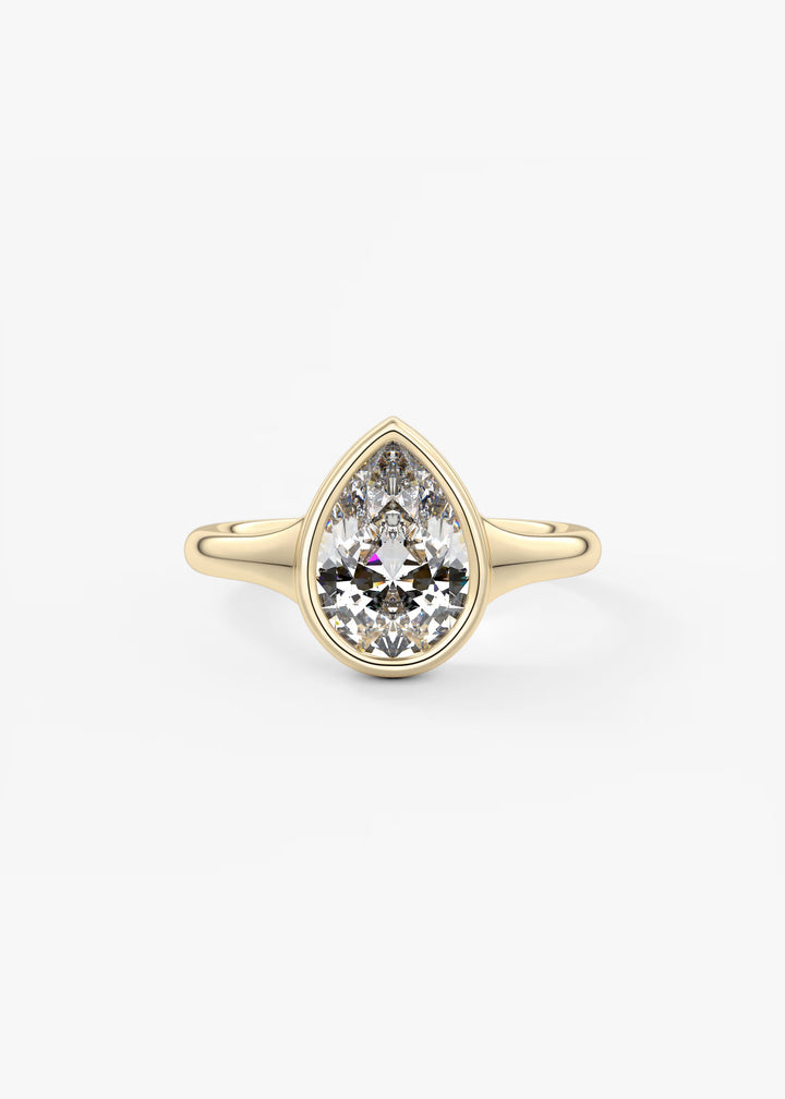 The Aurelia Chunky Bezel Set Pear Engagement Ring#material_gold