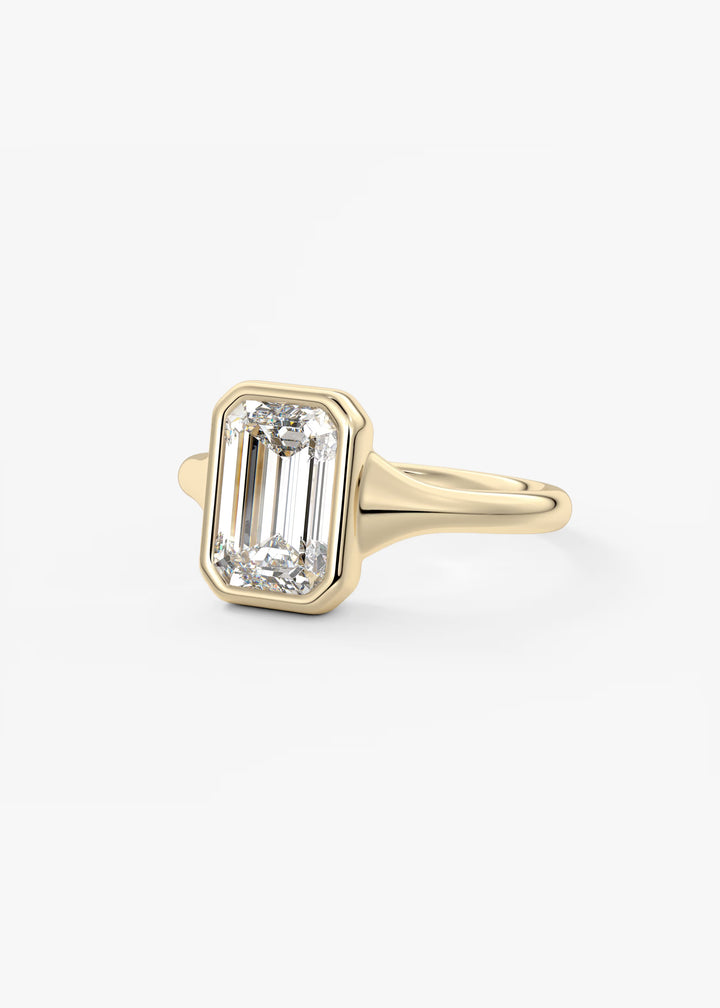 The Aurelia Chunky Bezel Set Emerald Engagement Ring#material_gold