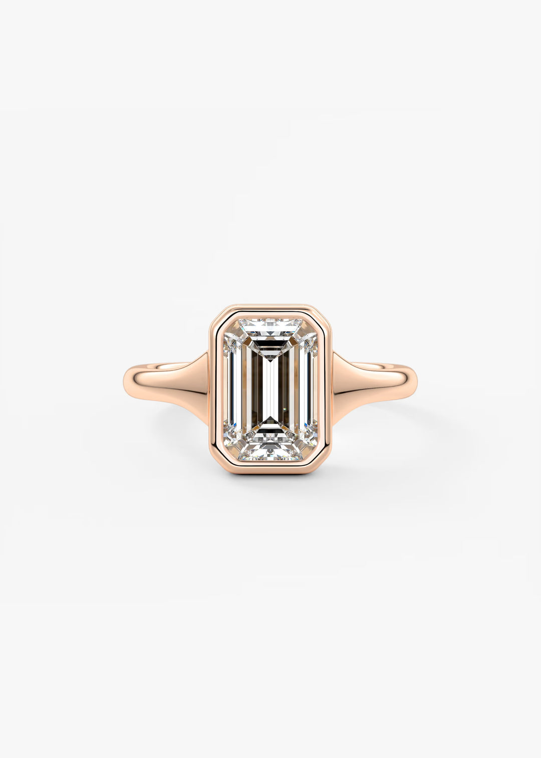 The Aurelia Chunky Bezel Set Emerald Engagement Ring#material_rose