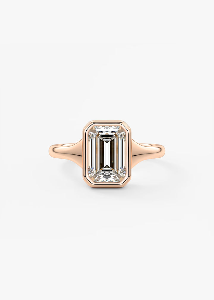 The Aurelia Chunky Bezel Set Emerald Engagement Ring#material_rose