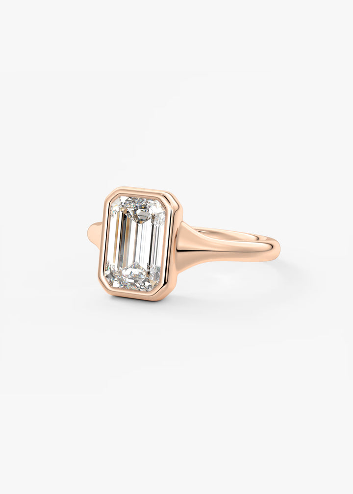 The Aurelia Chunky Bezel Set Emerald Engagement Ring#material_rose