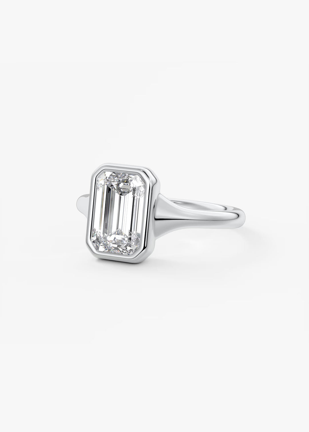 The Aurelia Chunky Bezel Set Emerald Engagement Ring#material_white