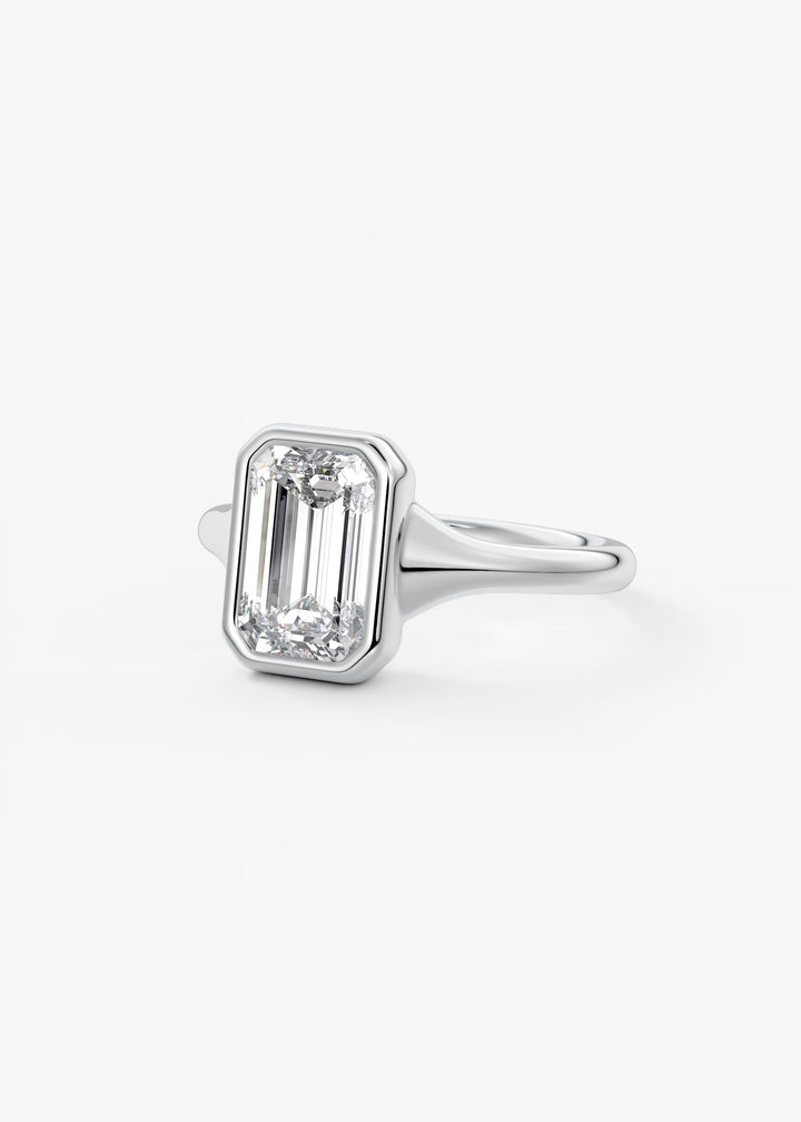 The Aurelia Chunky Bezel Set Emerald Engagement Ring#material_white